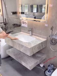 Bàn Đá 2 Tầng  Nhà Tắm Tràn Viền Vô Cực Kèm Chậu Âm Bàn Chống Xước Mẫu Mới Nhất Hot Nhất Hiện Nay - Hàng Nhập Khẩu Bảo Hành 10 Năm