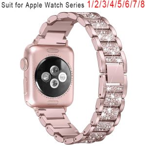 Diamond Bling Strap For Apple Watch Band 40mm 45mm 44mm 41mm 42mm 38mm Metal Belt For IWatch Series 8 7 SE 6 5 4 Women Bracelet