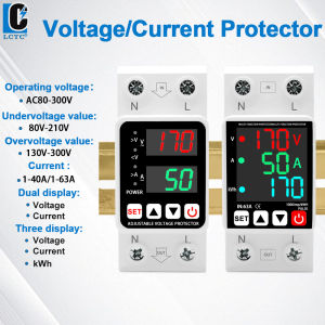 LCTC Adjustable Over Voltage and Under Voltage Protector 40A 63A 220VAC Digital Display kWh Voltage Protection Relay