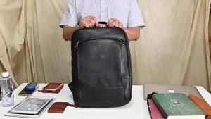 Mens Leather Backpack Japanese and Korean Style Commuter Computer Bag 15 Boys Cowhide Business Backpack Student Schoolbag