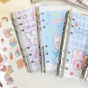 PVC Clear Loose Leaf Buku Binder Catatan Notebook Horizontal Grid Ring Snap Motif Kartun Size A6