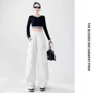 miiow | High Waist Loose Wide Leg Straight American Style Workwear Pants Quick Dry Womens Casual Trousers MiiOW Cat Person Brand