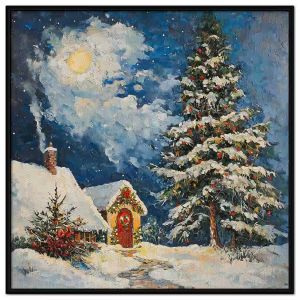 Tranh phong cảnh cây thông noel mùa đông.Tranh treo tường dán tường sơn dầu canvas CGI-1814