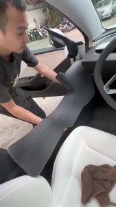 For Tesla Model 3 Highland Front Rear Door Sill Pad Welcome Pedal Threshold Strip Center Console Side PU Leather Accessories