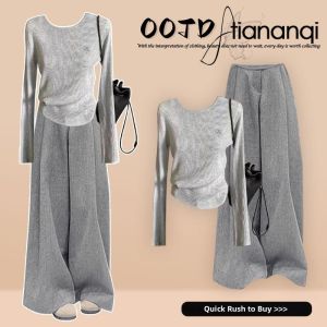 TIANANQI | Round Neck Knit Long Sleeve T-Shirt Tops