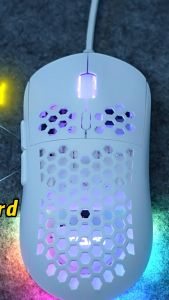 Kemove Wired Gaming Mouse with Honeycomb Shell 12800DPI Optical Sensor 6 Programmable Macros Software Support for Custom Key Config and RGB Settings for Windows 7/8/10/XP Vista Linux-White