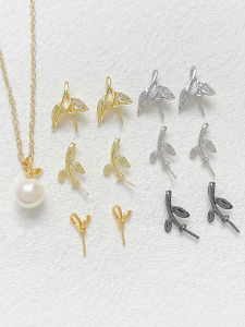 เครื่องประดับผมแบบ DIY ชุบทองแท้ประดับเพชรเซอร์โคเนีย ใบไม้ Apatite Baroque Pin ชิ้นส่วนเครื่องประดับแฟชั่น