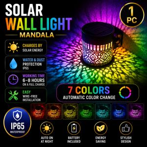 Solar Wall Light: Cut-out Mandala Iron Lantern – Suitable for Outdoor Garden & Pathway Decoration and Holiday Gifting