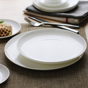 Longmei Ge Bone China Flat Plate 7 Inch Carving Plate Cold Dish 10 Inch Breakfast Plate European Style round Shape Adult Use