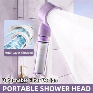 Skin Beauty Portable Travel Shower Head Adjustable 3 Modes Filtered Hotel Business Trip Mini Pressure Boosting Shower Filter Bath Accessories