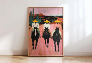 Southwestern Cowboys Print Colorful Abstract Western Horse Painting Modern Country Cowboy Poster Eclectic Printable Wall Art