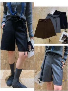 Black High Waist Casual Wide Leg Pants Womens Loose Fit Straight Cut Slimming Five-Quarter Length Commute Style Autumn 2025