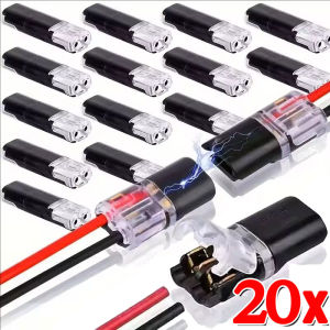 20Pcs Fast Plug Wire Connector 2/3 Pin Way Cable Plug Car Waterproof Electric Wire Snap Connectors Strip Terminal Connection