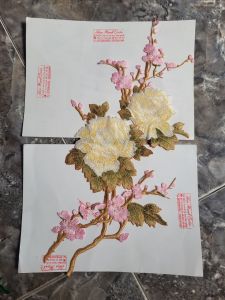 Cành hoa mẫy đơn thêu dùng may lên áo váy đầm