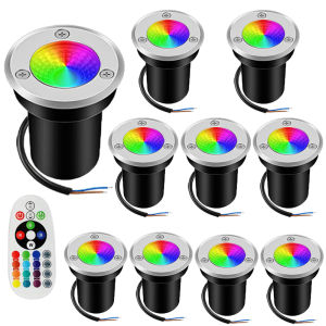 Đèn Ngầm Điện Áp Thấp 12V RGB Ánh Sáng Cảnh Quan Màu Trắng Ấm Ánh Sáng Ngoài Trời Không Thấm Nước Trong Đất Có Điều Khiển Từ Xa 6W Cho Lối Đi Sân Vườn