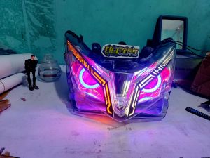 reflektor lampu depan vario techno 125 custom sein running lazy light double projie highlow lampu utama terang mode jauh dekat