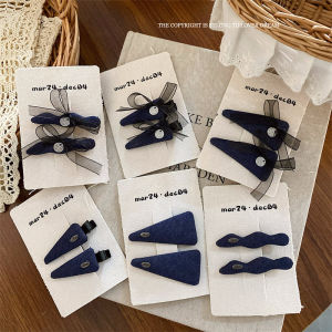 Fashionable Black Mesh Butterfly Knot Denim Hair Clip Stylish Fringe Hair Accessory High-End Texture Hair Accessories