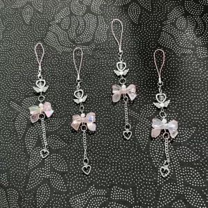 PHONE MATE lanyard mobile phone fashion anti-lost mobile phone chain fashionable simple transparent butterfly mobile phone bracelet cute knot suitable for all types of mobile phones