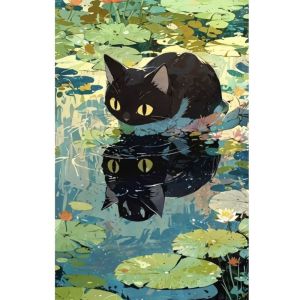Kayou | Jigsaw Puzzles Adults Reflection in The Water Cute Cat Home Puzzle Stress Relief Entertainment Toys Landscape Puzzles Christmas