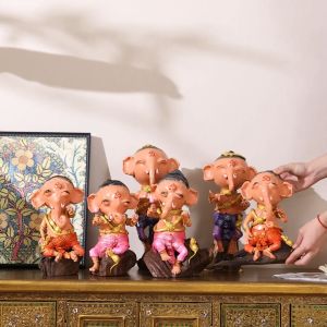 พระเจ้างวงช้าง พระพิฆเนศ แกะสลักไม้เนื้อแข็ง เครื่องประดับช้าง เครื่องประดับอวยพร ตกแต่งร้านอาหาร ร้านกาแฟ พื้นที่ทำงาน เครื่องประดับ