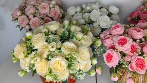 SMR | Artificial Flowers Fake Silk White Peonies Used for Home Room Vase Decoration Christmas Wreath Wedding Bouquet Party Accessories