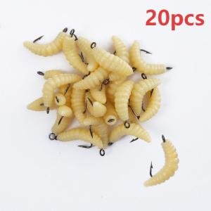 Rubber Maggots Fishing Bait Set with Hooks - Versatile Grub Lures for BassTroutCrappieBluegillIdeal for Freshwater Fishing
