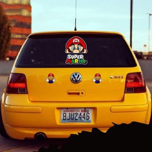 Super Mario Cute Cartoon Decorative Reflective Car Sticker Auto Body Window Windshield Rearview Mirror Fuel Tank Cap Bumper Rear Trunk Hood Decal Accessories for Honda Toyota