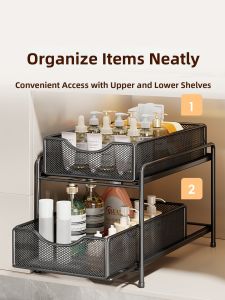 WUBUWEI | Bathroom Under Sink Organizer Kitchen Pull-out Shelf Storage Rack