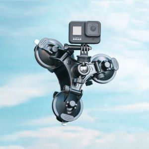 Suction Cup Car Camera Mount W/ Tripod Adapter & Phone Holder Universal Dash Mount for GoPro Hero 13-8 DJI Osmo Action Insta360