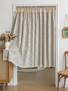 American Country Style Cotton Linen Door Curtain Privacy Partition Kitchen Bedroom Decor No Punching Required Fabric Art