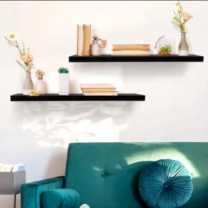 DEcTionS Rak Ambalan Dinding Minimalis 50x12cm 2pcs Model Tempel Gantung Untuk Dekorasi Kamar Rumah