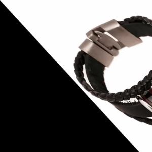 Bandai | Anime One Piece Luffy Bracelet Toys Action Figure Punk Black Leather Braided Punk Rock Bangles Bracelet Birthday Gifts Toys
