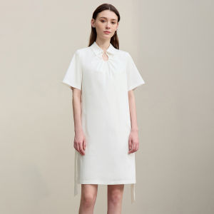 AMII | Commute Style Removable Belt and Decorative Buckle Collar Dress