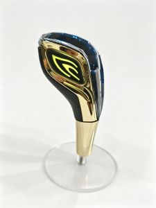PERODUA ARUZ LED GEAR KNOB 5D DIAMOND DESIGN - Blue transparent - Illuminated logo - Automotive interior accessory - Steering wheel knob - Modern design.