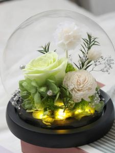 Eternal Rose Luxury Glass Ball Christmas Gift Office Decoration Friend Girlfriend Present Elegant Everlasting Flowers