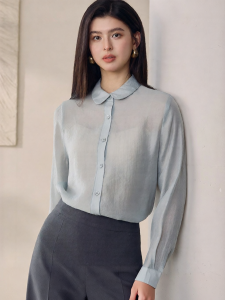 Roey s house | Youthful Peter Pan Collar Solid Color Loose Shirt