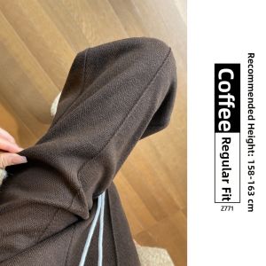 YAYANGREN | Winter Flannel Wide Leg Pants for Short Women New Model Caffe Color