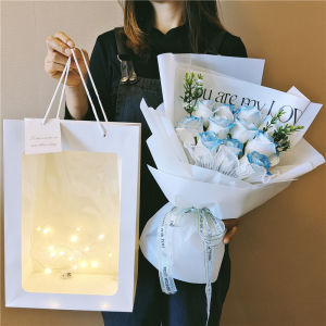 Ice Crushed Blue Rose Bouquet Artificial Flowers Soap Flower Childrens Day Gift for Girlfriend Birthday Gift for Girls