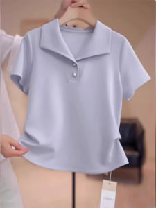 Áo sơ mi nữ Binkafenny bằng cotton tay ngắn cổ bẻ màu trơn