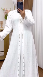 Gamis Putih Dewasa Terbaru Violla Dres BL Ceruty Babydoll Mix Brukat Aplikasi Payet M L XL XXL 3XL Dress Brokat Jumbo Wanita Mewah Elegan Busui Friendly Baju Muslim Remaja Kekinian Ootd Hijab Seragaman Pengajian Warna Mahogany Emerald Burgundy White Navy