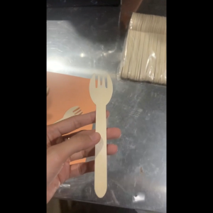 (100 cái) Dĩa gỗ tròn/Nĩa gỗ tròn 2in1 Dùng 1 lần (SPORK) thay thế thìa dĩa gỗ