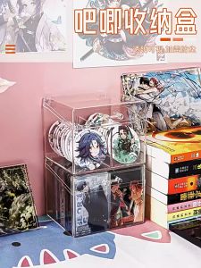 Transparent Kpop Photocard Storage Box Large Capacity Acrylic Photo Card Collection Organizer Case Boxes School Stationery Transparent Hot Trading Card Deck Box Large Capacity Container Card Organizer Storage Collectible Game Card Cases