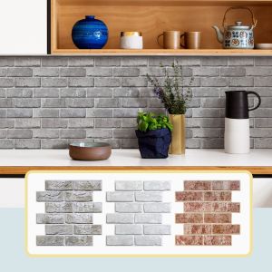3D Tile Stickers 3D Faux Brick Textures Matte 30cm x 30cm Water and Mold Resistant Living Room Walls Interior Update