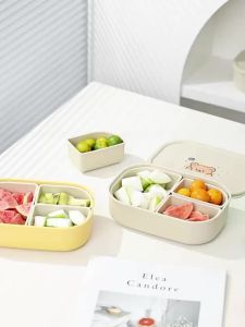 WORTHBUY | Hộp Cơm Trưa Hoạt Hình Cho Trẻ Em 3 Ngăn Hộp Đựng Cơm Bento Bằng Nhựa Có Thể Dùng Lò Vi Sóng Ngăn Chia Đồ Ăn Nhẹ Dành Cho Trường Học Và Người Lớn