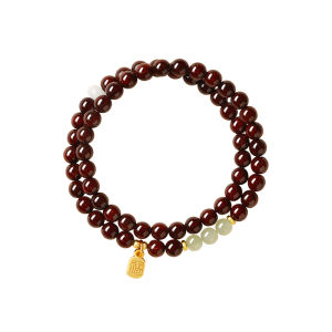 QINGXIANGTAI | Indian Rosewood and Jade Double Loop Bracelet
