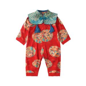 Traditional Chinese Red Cheongsam Baby Romper One Year Old Birthday Celebration Outfit Boys Girls 100 Days Anniversary Festive Clothes