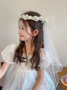 Princess Girl Fairy Ring Headwear Baby Girl Floral Hairpin Toddler Princess Skirt Veil Cute Childrens Accessory Baby Headband