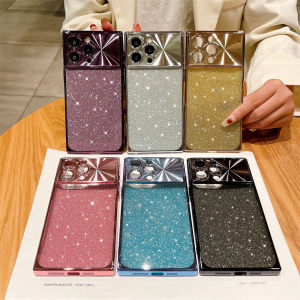 Kisscase cửa sổ lớn Vuông Long Lanh vỏ điện thoại Cho iPhone 15 14 13 Pro Max 15 14 Cộng Với Mạ Ống Kính Bảo Vệ Bao Gồm Tất Cả hoa văn CD TPU Chống-Mùa Thu Chống Sốc Ốp lưng cho iPhone 15 14 13