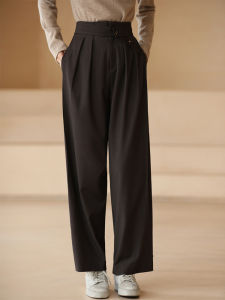 hacikis | Slimming Winter Straight Leg Trousers Adjustable Waist
