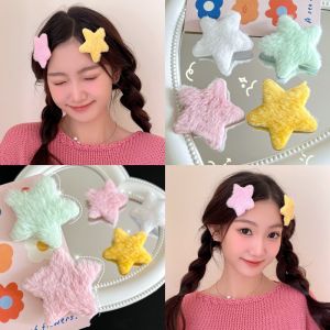 C.three Sweet Cute Plush Star Hairpin Bang Clip Millennium Style Pentagram Shaped Hair Accessories